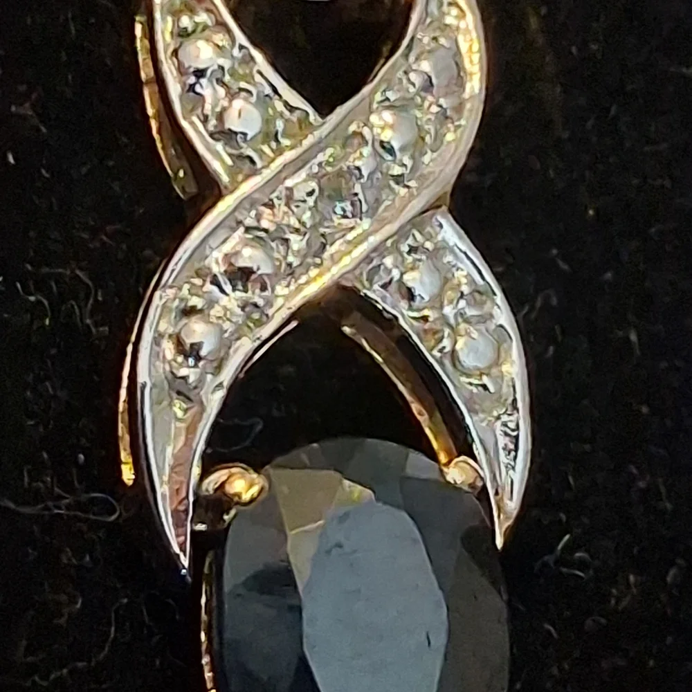 Vintage Gold Vermeil XOX Design Earrings With Sapphires And Diamond Accents